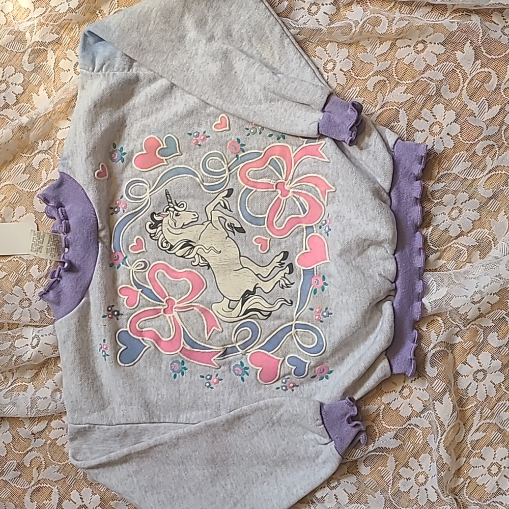 Hugs n kisses 80s girls pullover unicorn sweater 6x